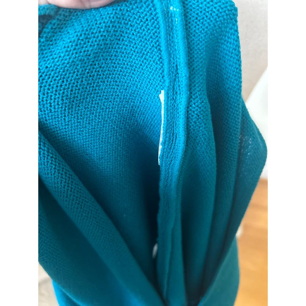 St. John Teal Blue Square Neck Flutter Sleeve Santana Knit Top - Picture 5 of 6